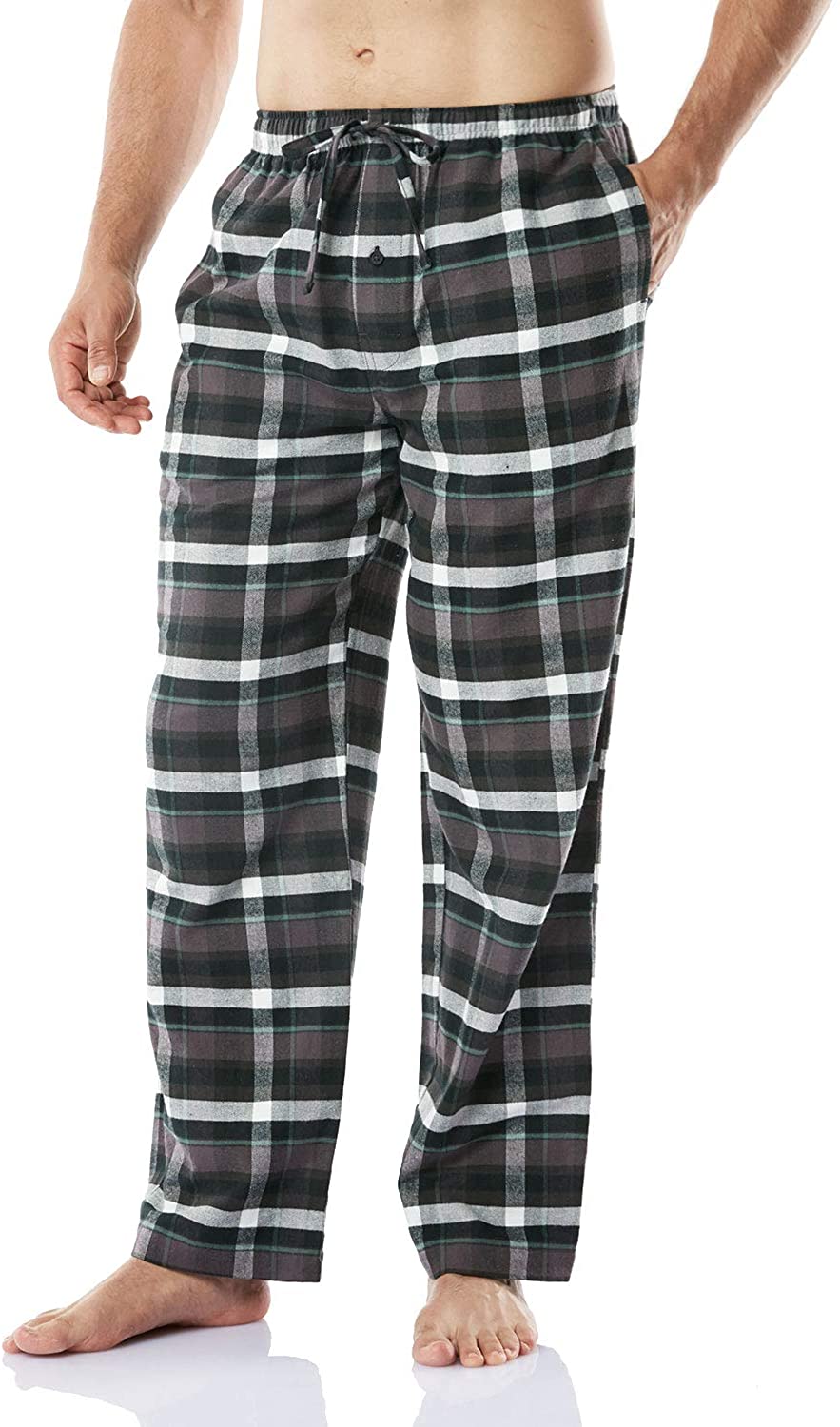 CQR Men's 100% Cotton Plaid Flannel Pajama Pants, Brushed Soft Lounge &  Sleep PJ Bottoms with Pockets, Flannel Pajama Classic Red, X-Small at   Men's Clothing store