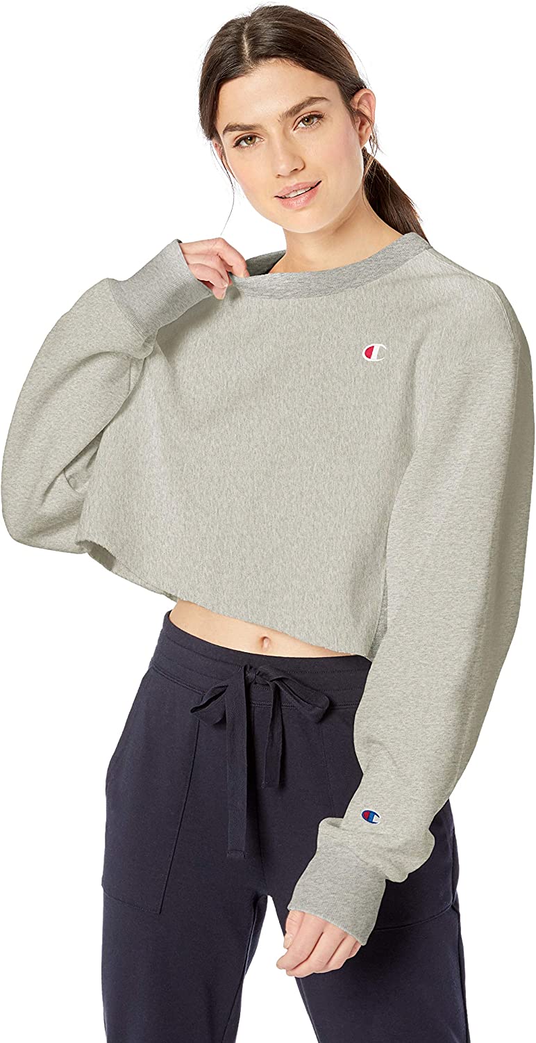 women's reverse weave cropped cut off crew