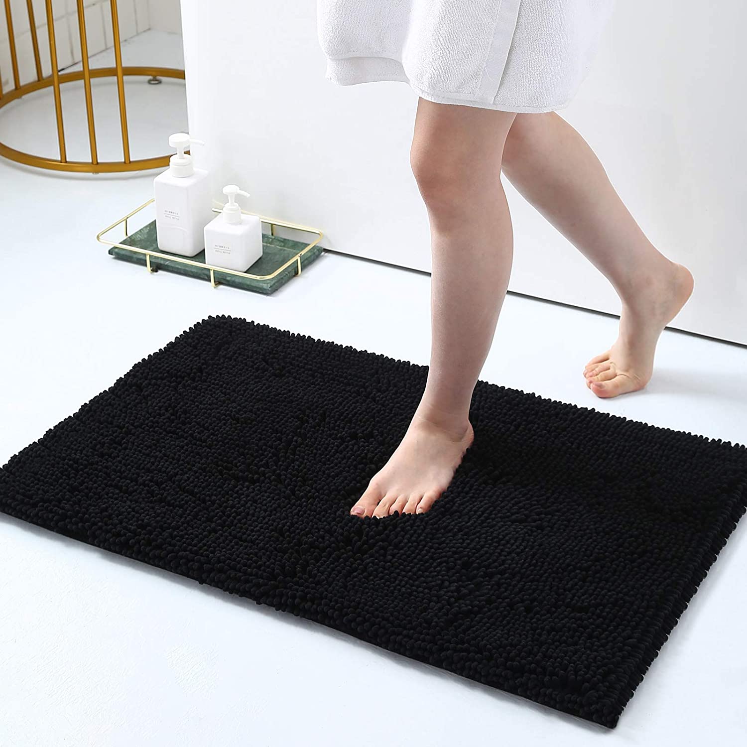 Soft Microfiber Shaggy Absorbent Non-Slip Mac Details about   Smiry Chenille Bathroom Rugs Mats 