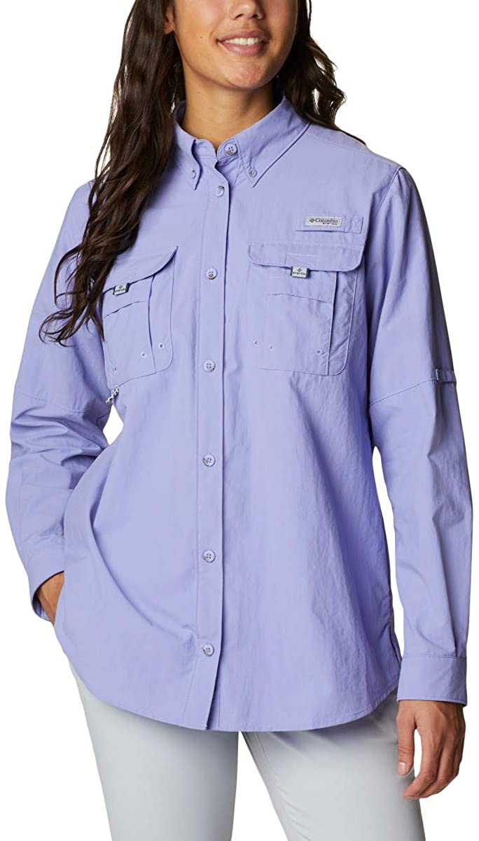 Columbia Women&s Bahama Long Sleeve Shirt, Tiki Pink, Large