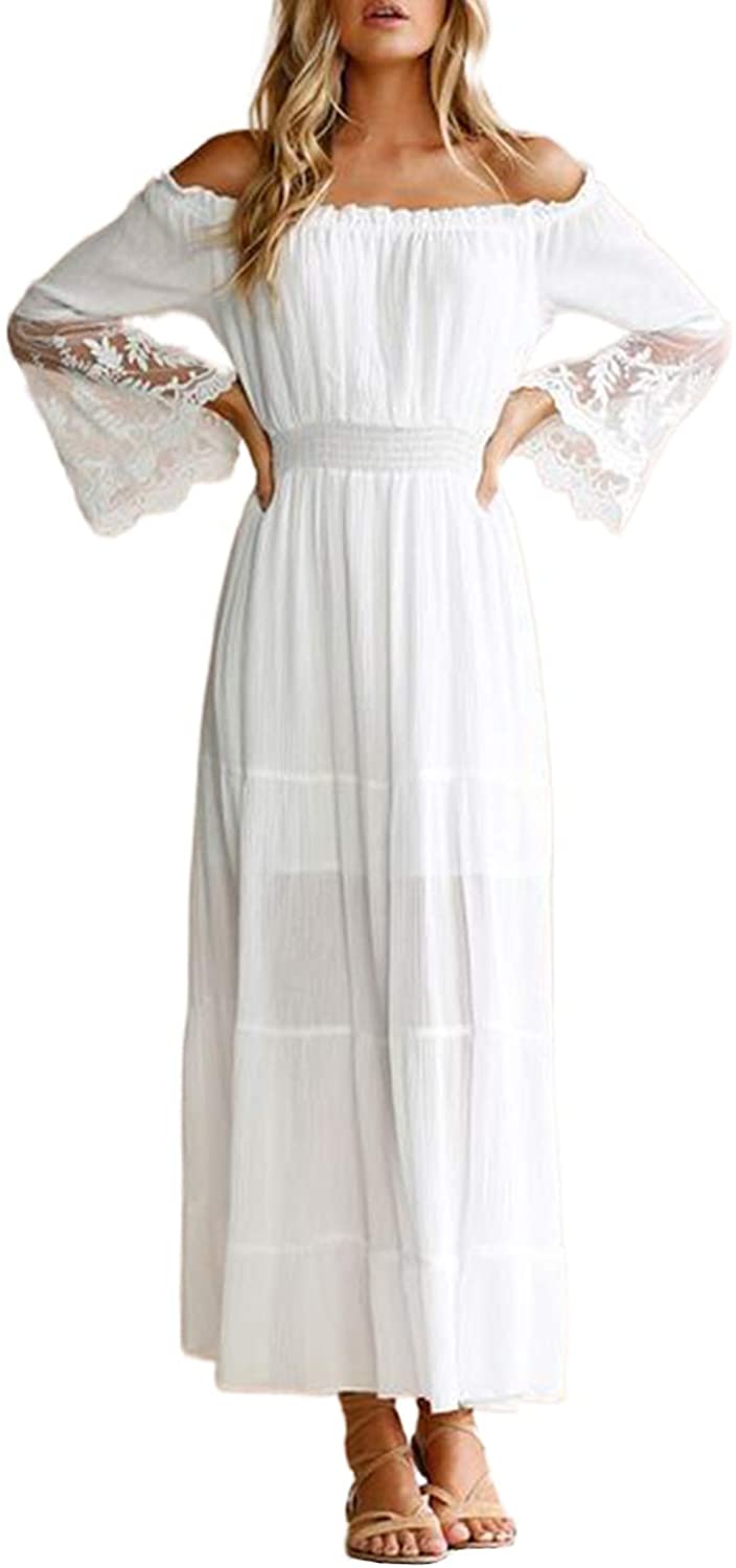 Bdcoco Women's V Neck Floral Lace Wedding Dress Short Sleeve Bridesmaid ...
