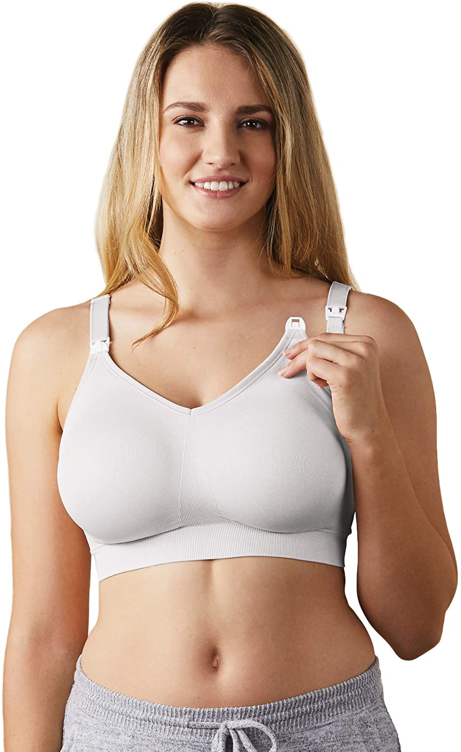 Seamless Nursing Bra with Lace Trim - white light solid, Maternity