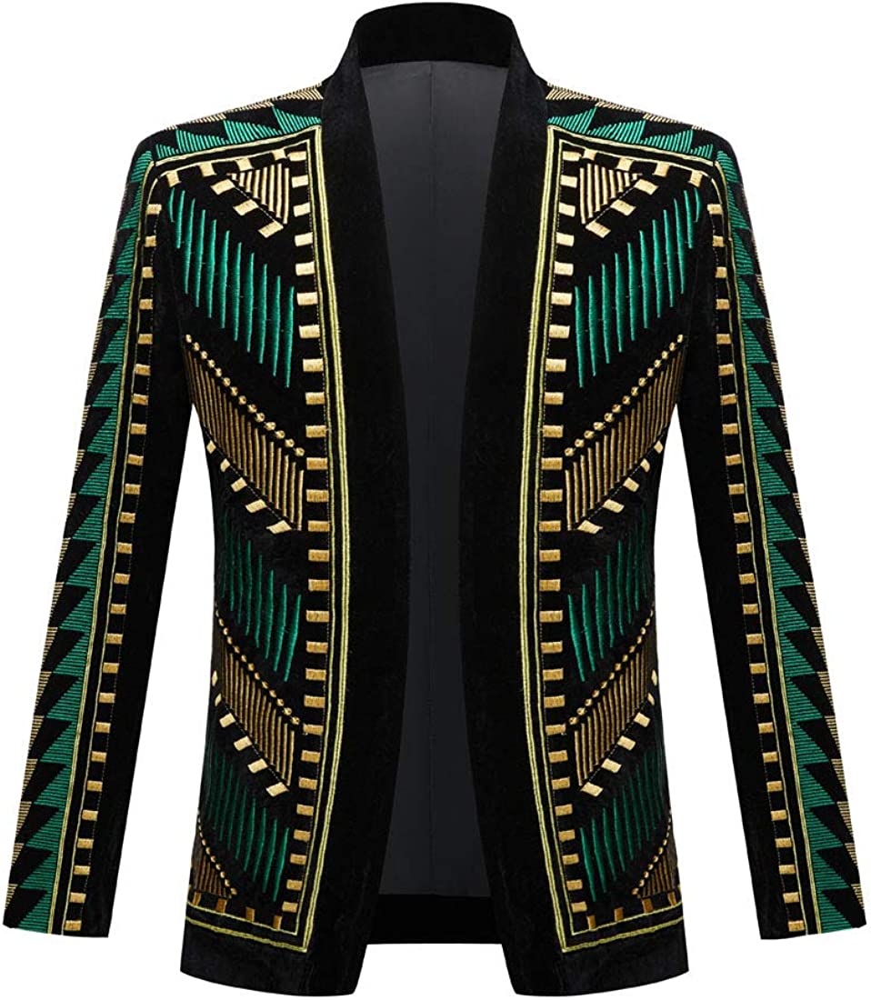 Buy PYJTRL Mens Stylish Court Prince Black Velvet Gold Embroidery Blazer  Suit Jacket (Black, US 36R) at Amazon.in