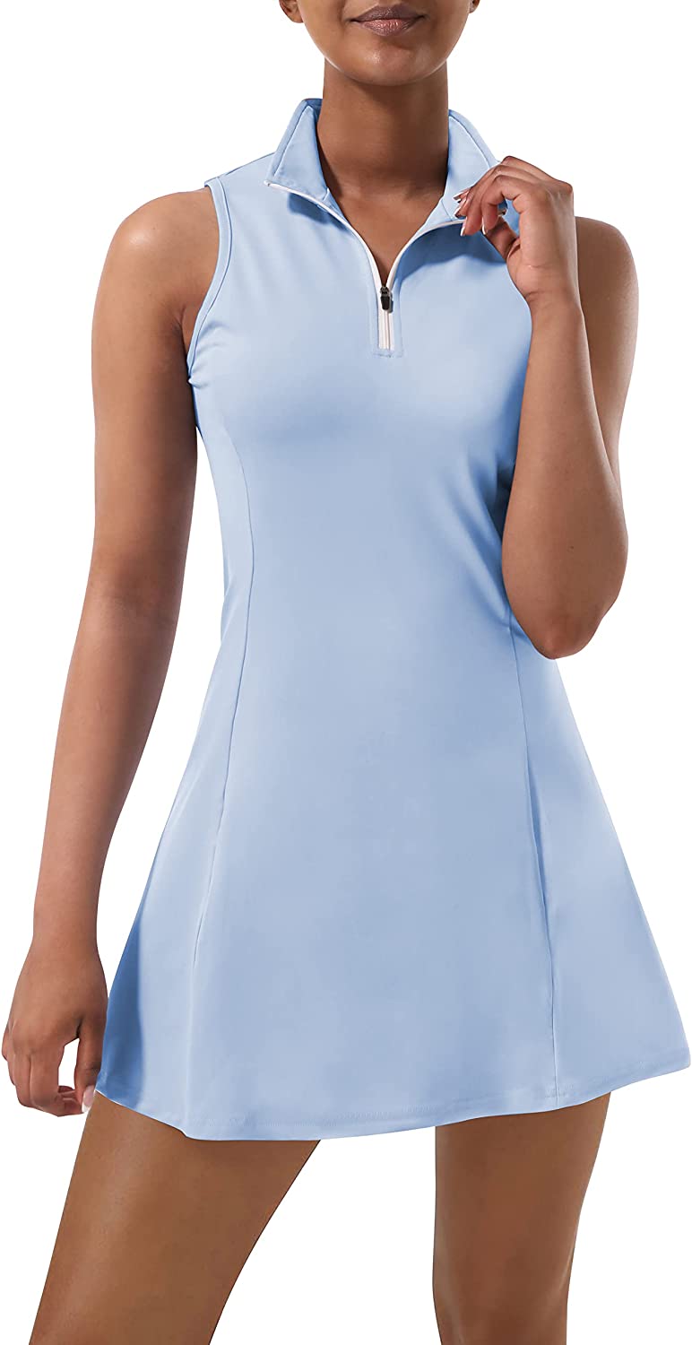 Logo Printed Tennis Dress Women Summer Workout Golf Dress Built-in Bra &  Shorts With Inner Pockets Sleeveless Athletic Dresses - AliExpress