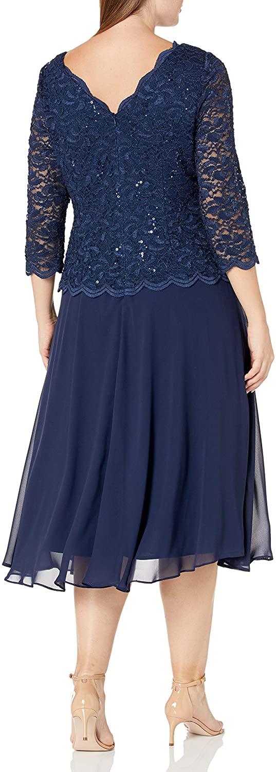 Download Alex Evenings Women's Plus Size Tea-Length Lace Mock Dress ...