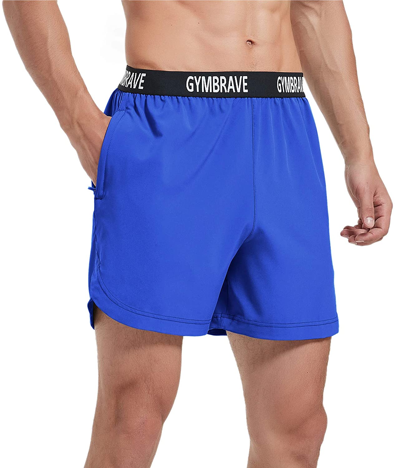 GymBrave Men's 5 Inches Athletic Running Shorts Lightweight Quick Dry Workout Training Short with Zip Pockets 