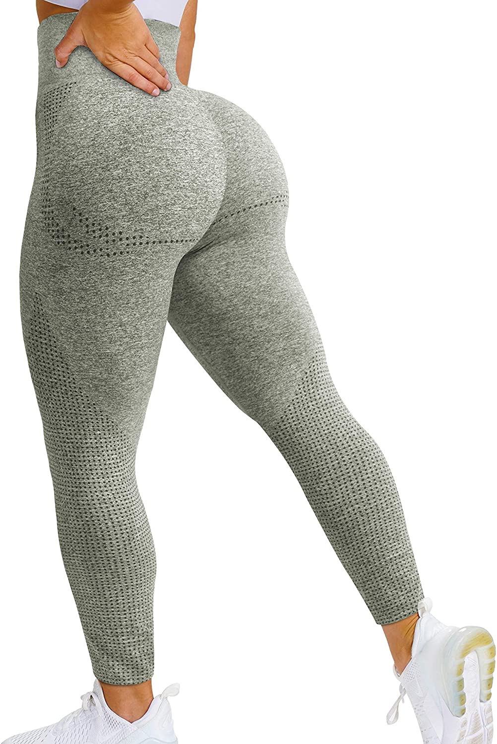 QRIC Women's High Waist Workout Vital Seamless Leggings Butt Lift Yoga  Pants Stretchy Fitness Gym Tights Light Purple, M