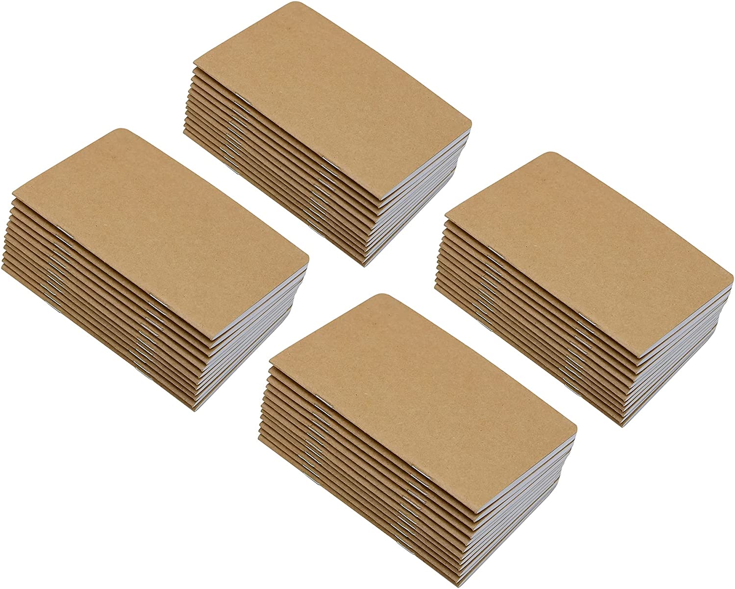 Brown, Blank 12 Pcs 5.5 Inch x 3.5 Inch Brown Cover Pocket Notebook 32 Sheets 64 Pages Blank Pages 70 Gsm Paper 
