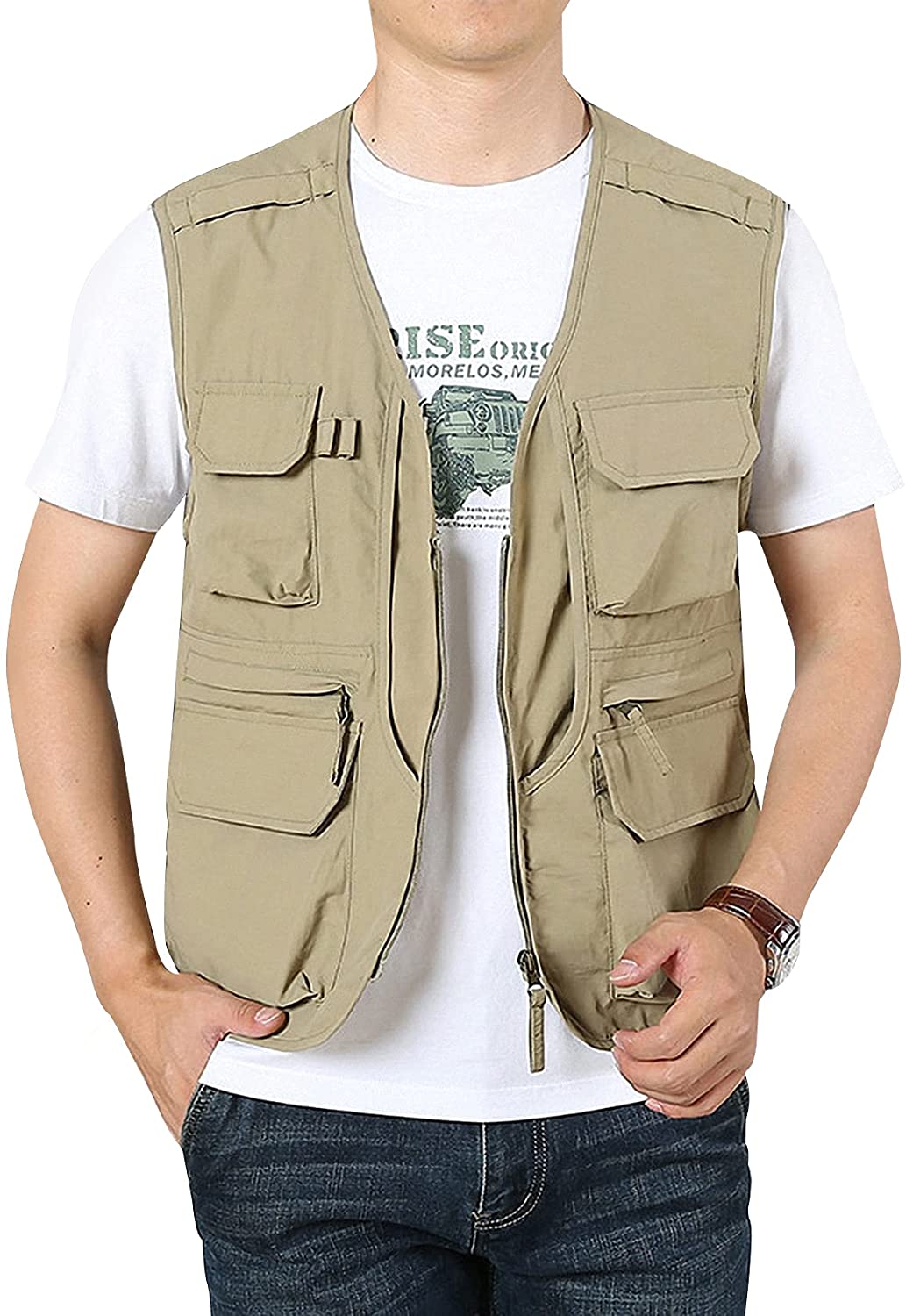Buy Arssm Men's Utility vest Outdoor Fishing Travel Safari Photo