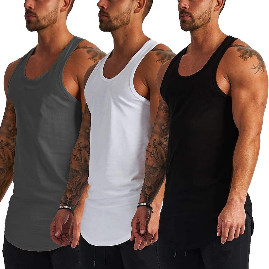 HIBETY Mens 3 Packs Sleeveless Compression Tank Top,Baselayer Cool Dry Compression Shirts Muscle Gym Tank