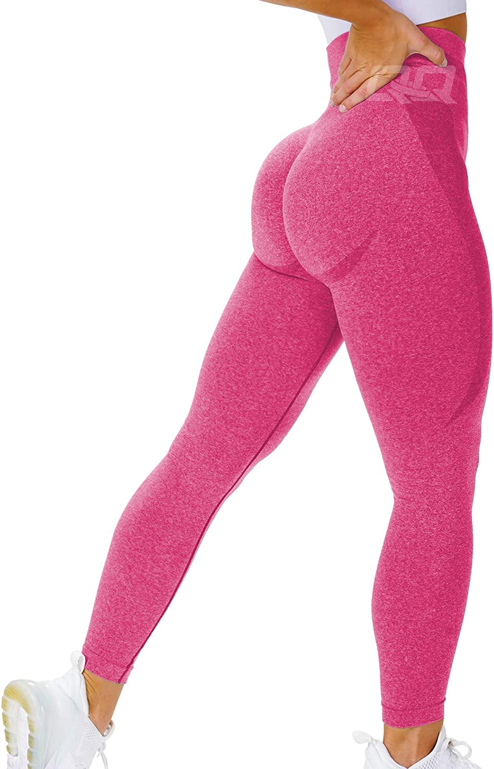 QOQ Women Seamless Scrunch Gym Workout Shorts High-Waisted Butt Lifting  Fitness Shorts #4 Solid Light Grey Large