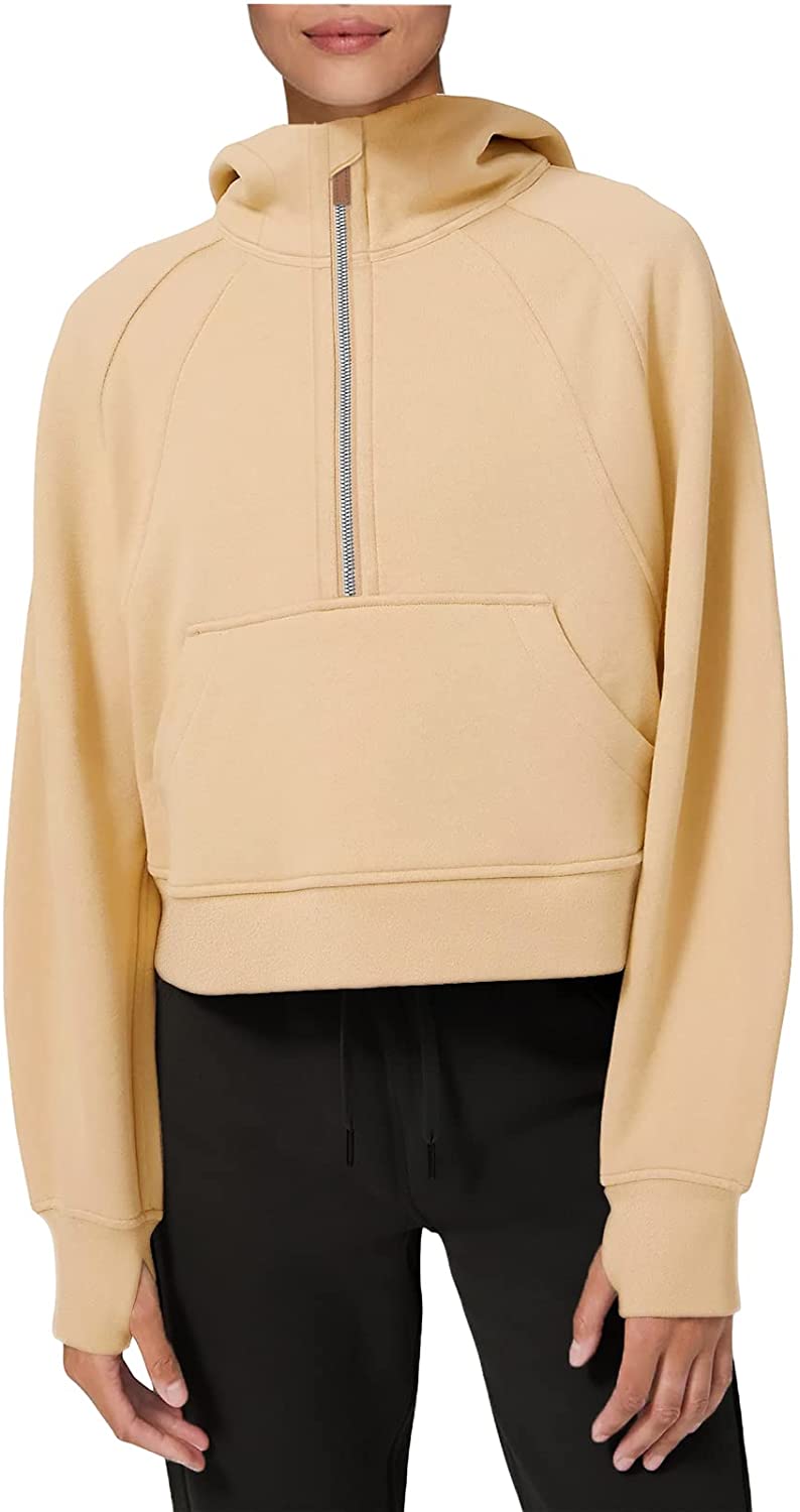 LASLULU Womens Hoodies Fleece Lined Collar Pullover 1/2 Zipper Sweatshirts  Long Sleeve Crop Tops Sweater Thumb Hole, Black, Small : :  Clothing, Shoes & Accessories