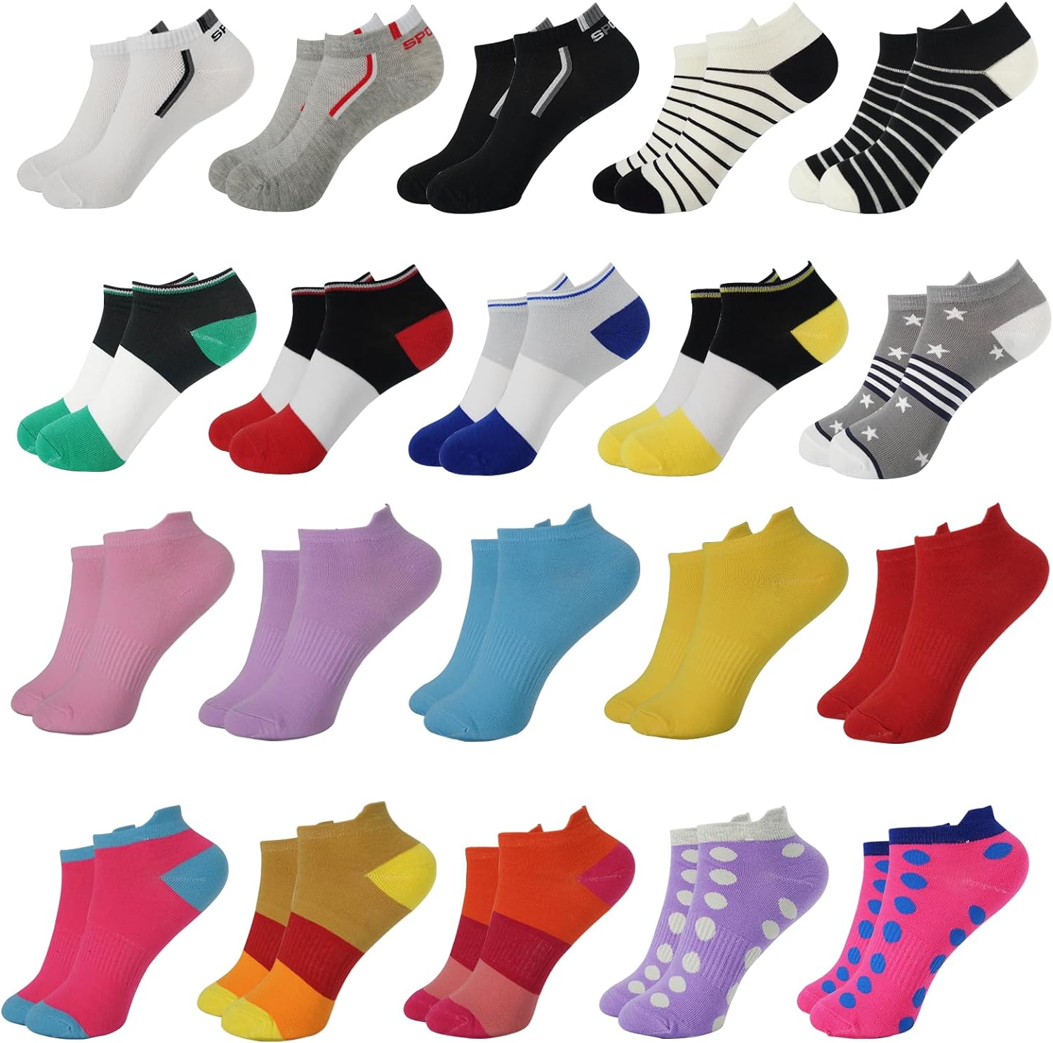 JDHXBMW Women Low Cut Ankle Socks Athletic Socks No Show Colorful