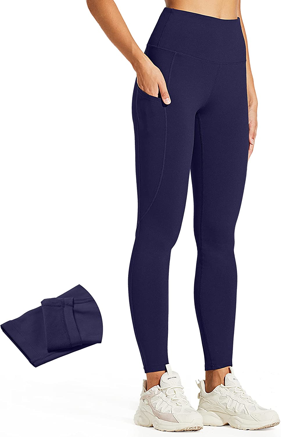 ZUTY Fleece Lined Leggings Women Water Resistant Winter Thermal Insulated  High Waisted Hiking Leggings Pockets Plus Size