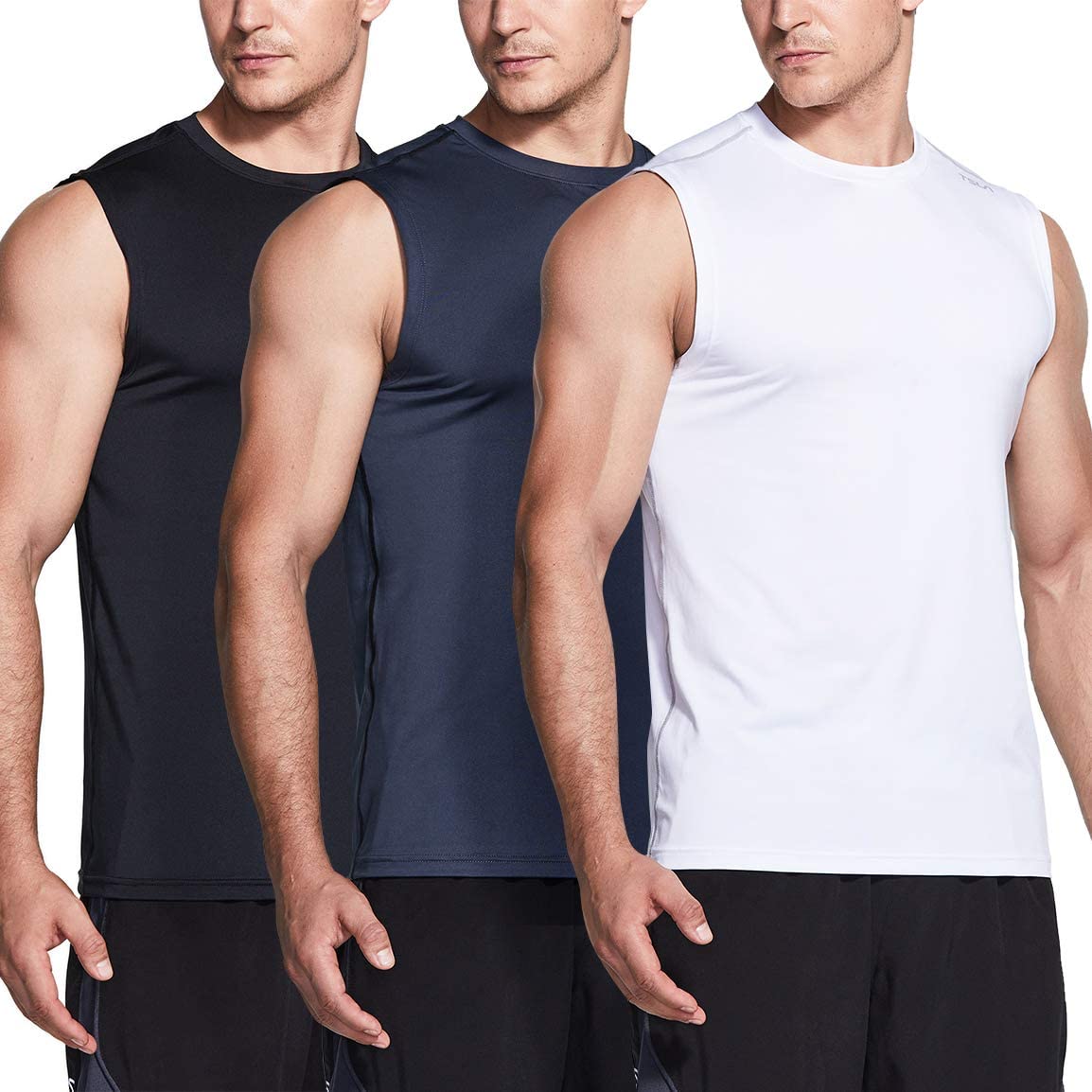 Dry Fit Workout Gym Tank Tops Performance Athletic Muscle Shirts TSLA 1 or 3 Pack Mens Sleeveless Running Tank Top