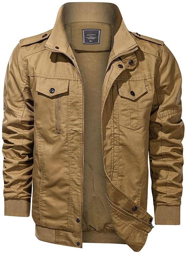 HIJEWE Men's Casual Military Jacket