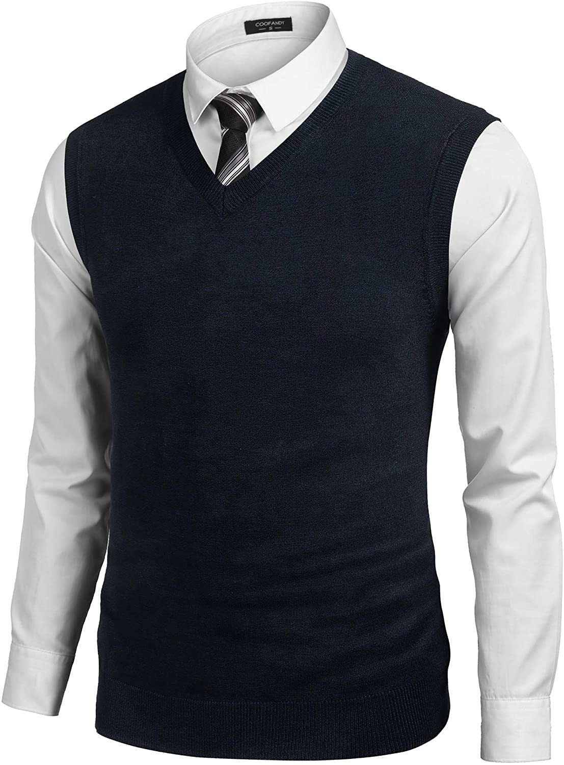 COOFANDY Men's Sleeveless Sweater Vest Lightweight V-Neck Solid 
