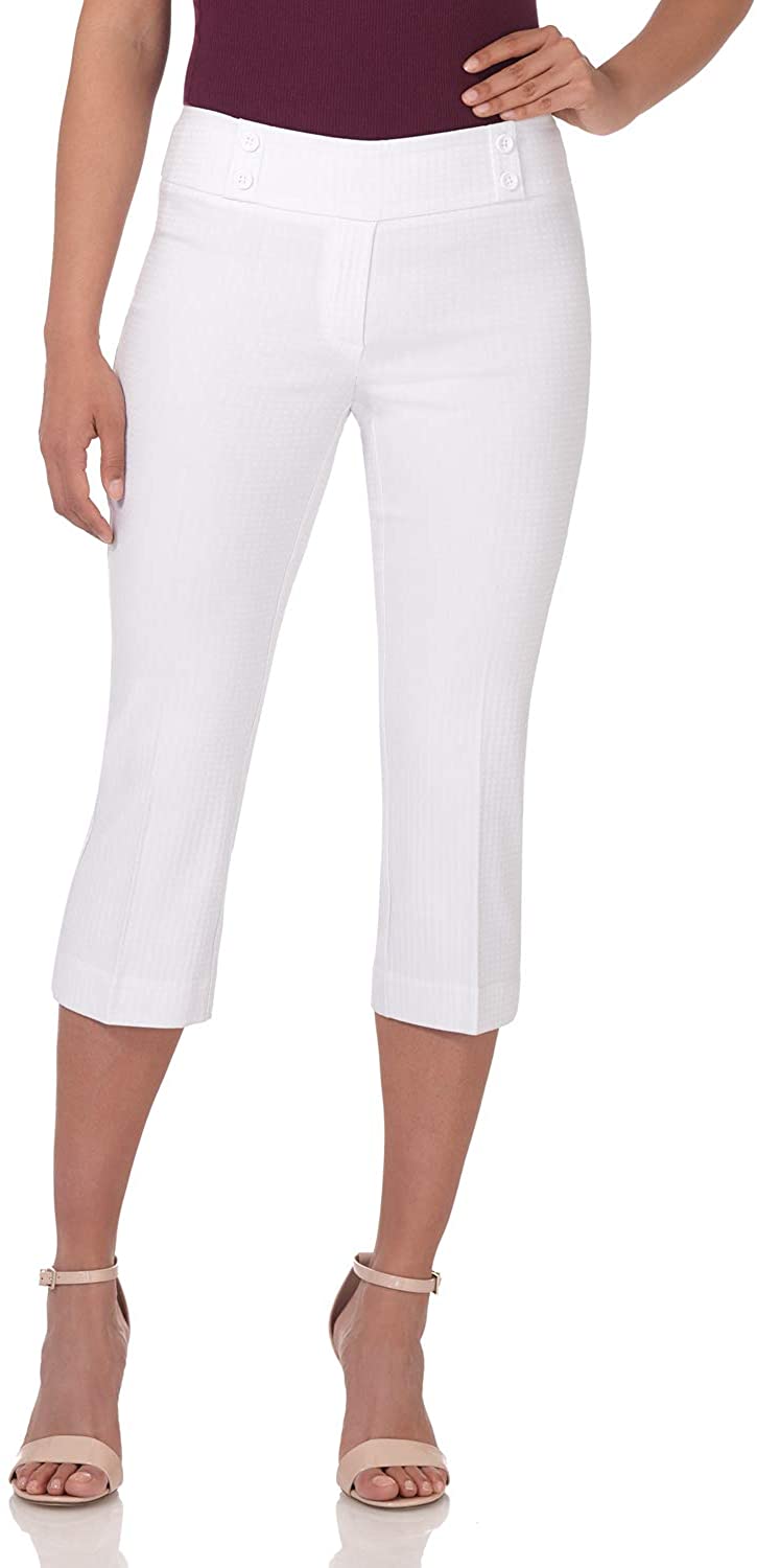 Rekucci Womens Ease in to Comfort Fit Capri with Button Detail 