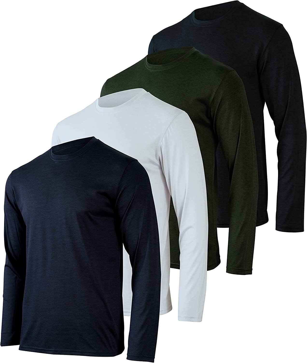 Real Essentials 3 Pack: Men's Dry Fit Moisture Wicking Long Sleeve