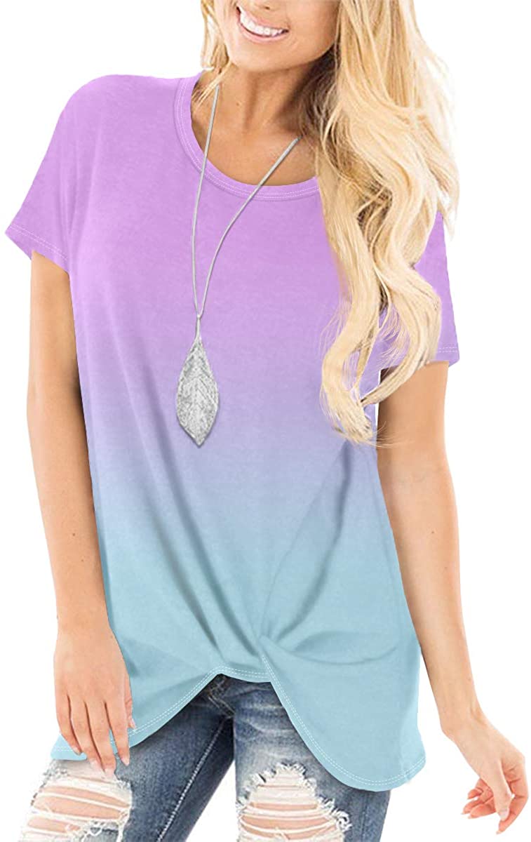 SAMPEEL Women's Casual Shirts Twist Knot Tunics Tops | eBay