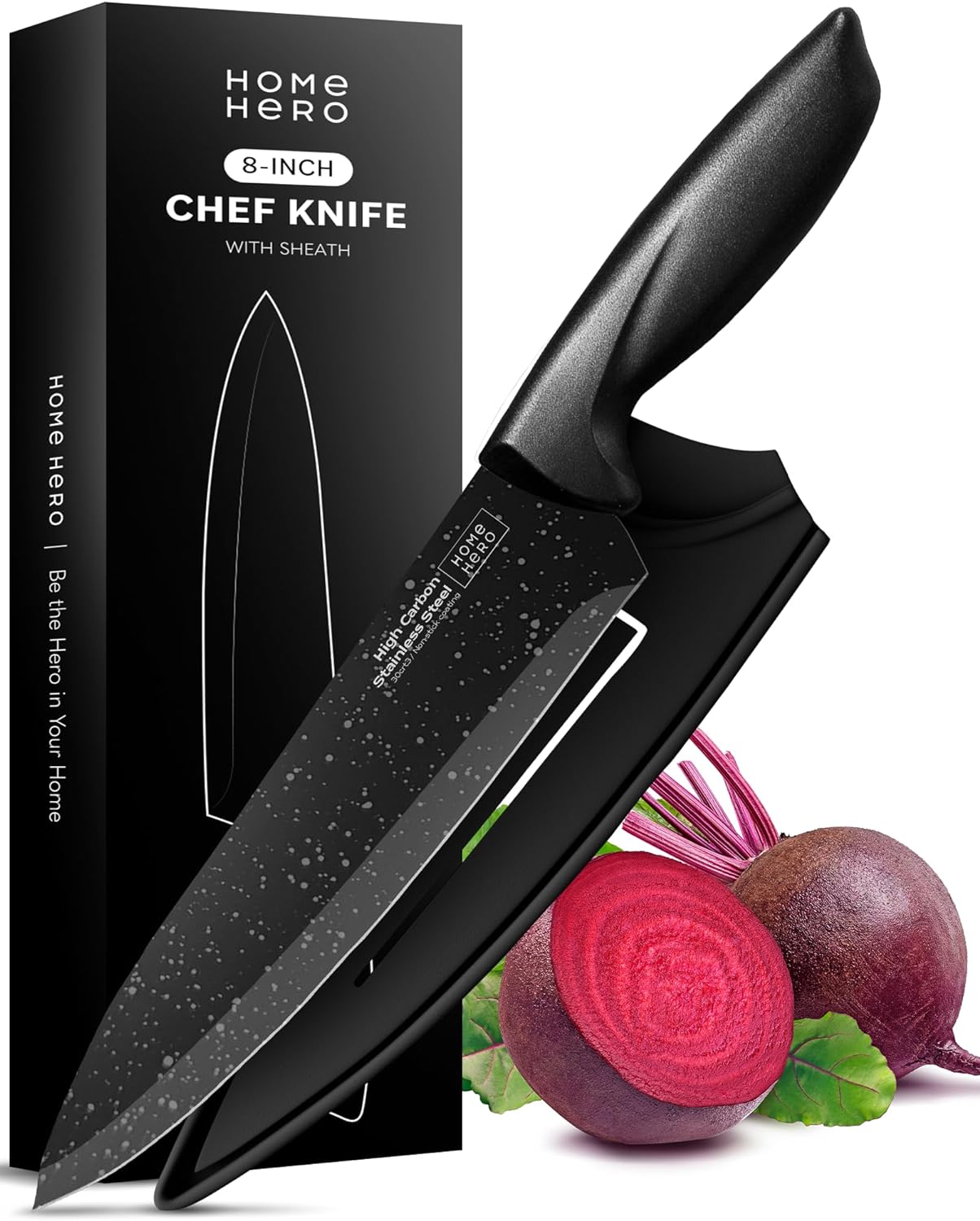 Home Hero Kitchen Knife Set & Steak Knife Set - 8-Pcs Ultra-Sharp High  Carbon Stainless Steel Knives Set - Non-Stick Coated Chef Knife Set with  Ergonomic Handles 