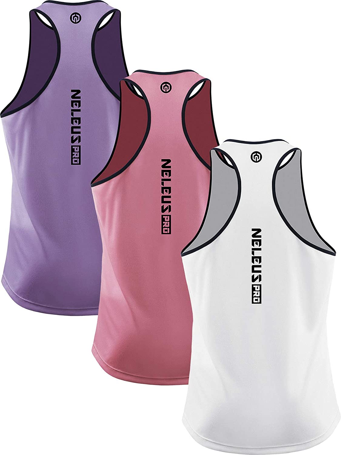 Neleus Men's 3 Pack Workout Running Tank Top Sleeveless Gym Athletic Shirts