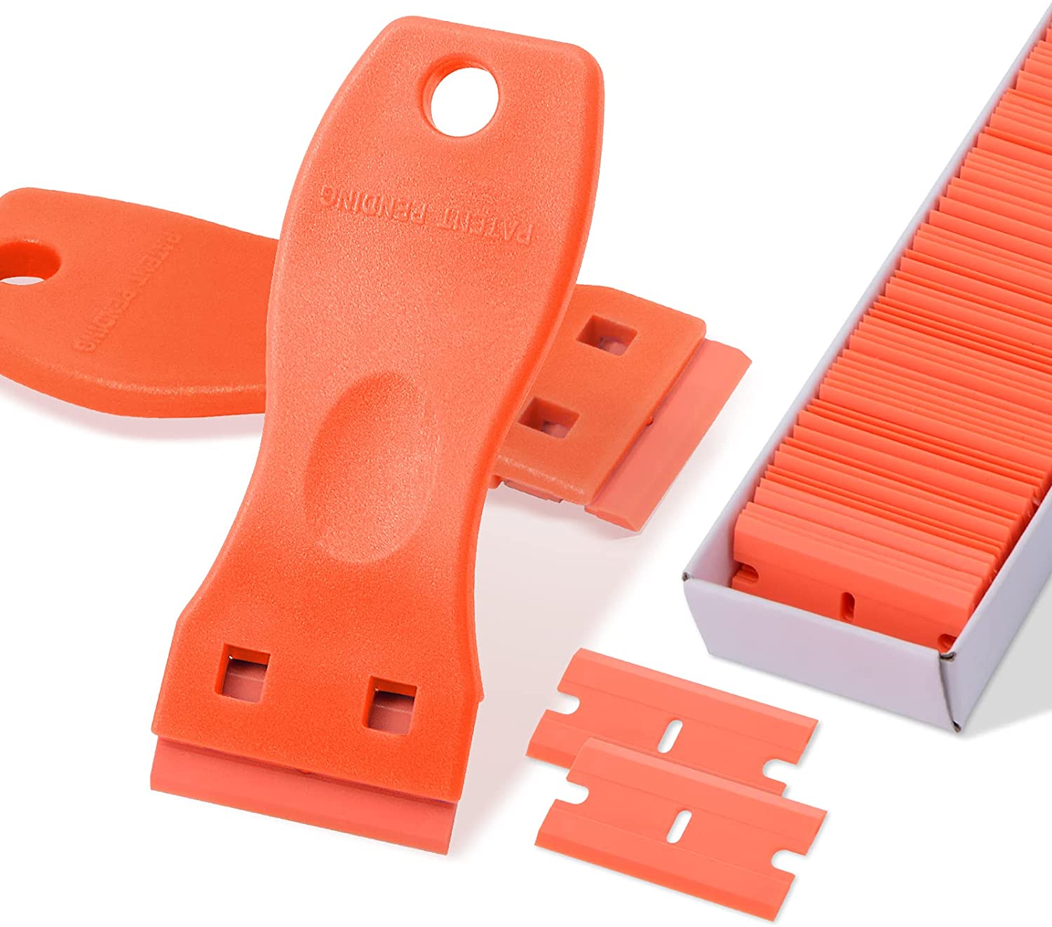 FOSHIO Plastic Razor Blade Scraper Include 2PCS Scraper Tool and 100PCS  Blades f