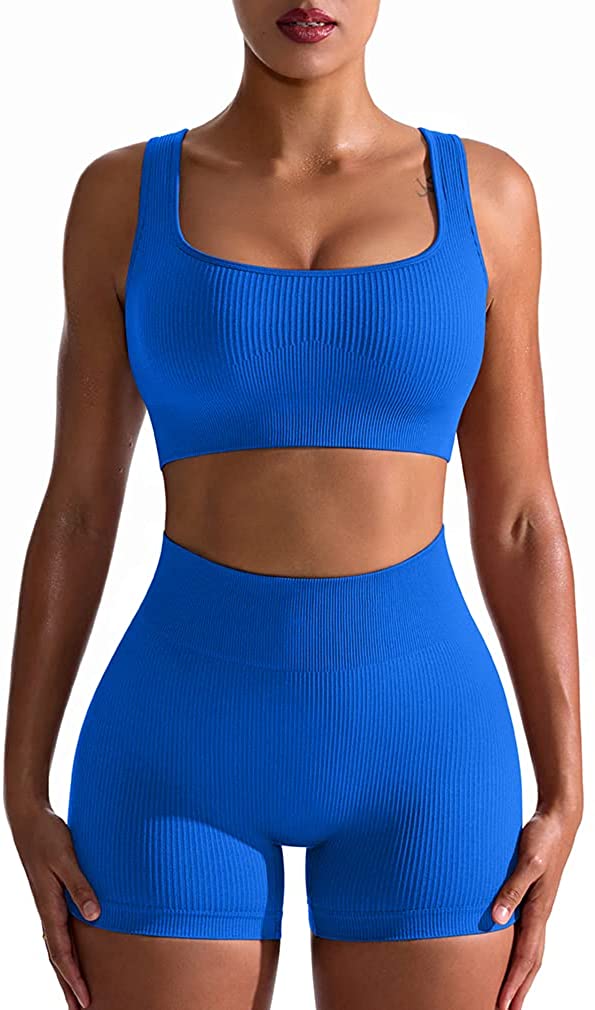 OQQ Womens 4 Piece Workout Outfits Ribbed Yoga High Waist Leggings with 3  Piece Crop Tops with Sports Bra Exercise Set, Beige1, Small : :  Clothing, Shoes & Accessories