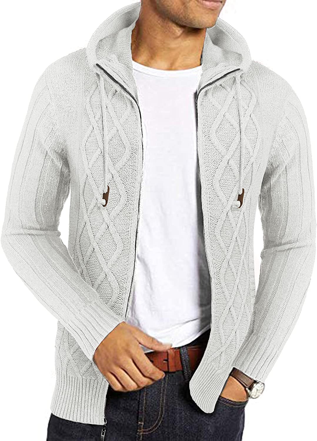 Full Zip Men's Cable Knit Cardigan