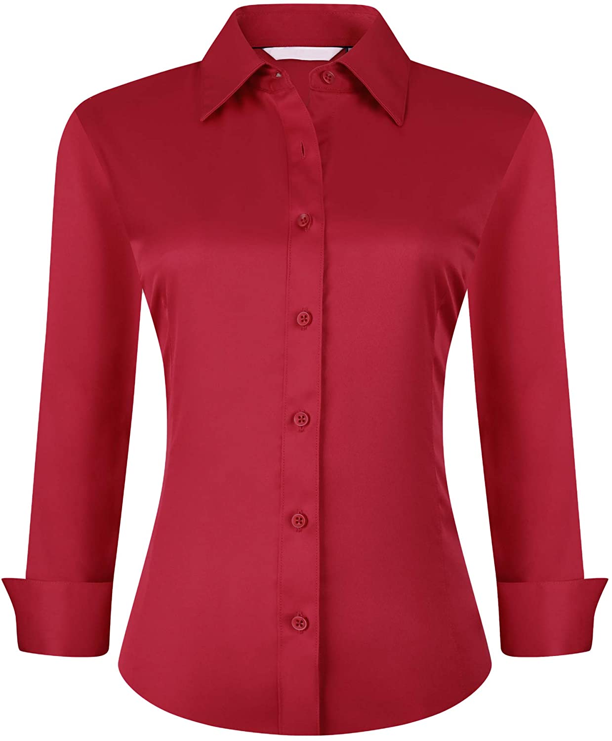 Alex Vando Womens Button Down Shirts Easy Care Long Sleeve Stretch Casual Dress Shirt