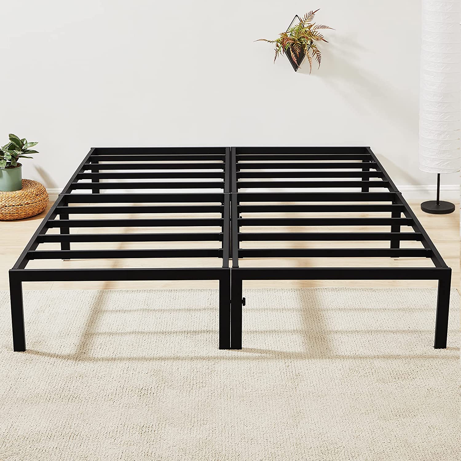 GreenForest Twin Bed Frame Tool-Free Assembly Metal Platform, Twin Size Heavy Du