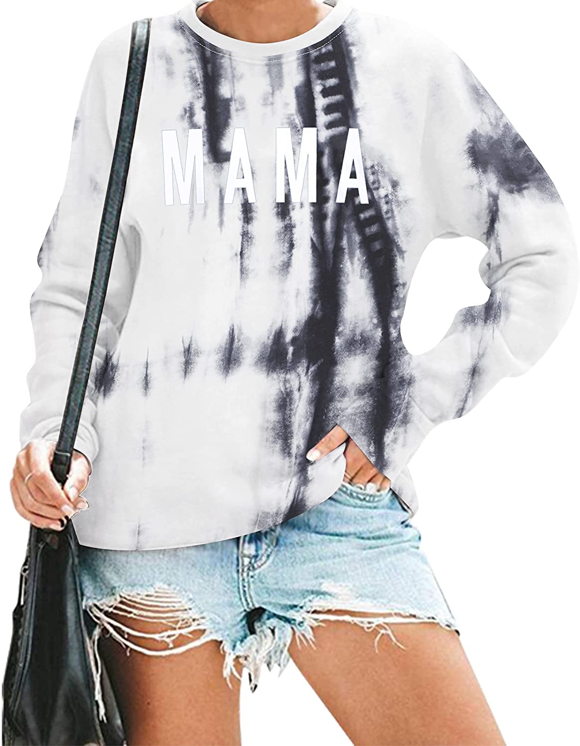 Tie Dye Shirt Women Mom Life Tshirts Mama Letter Printed Clothes Casual Short Sleeve Tees Tops