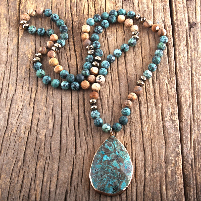 RH Fashion Boho Jewelry Natural Stones With Semi Precious Pendant Necklaces Women Bohemia Necklace Gift Dropship-0