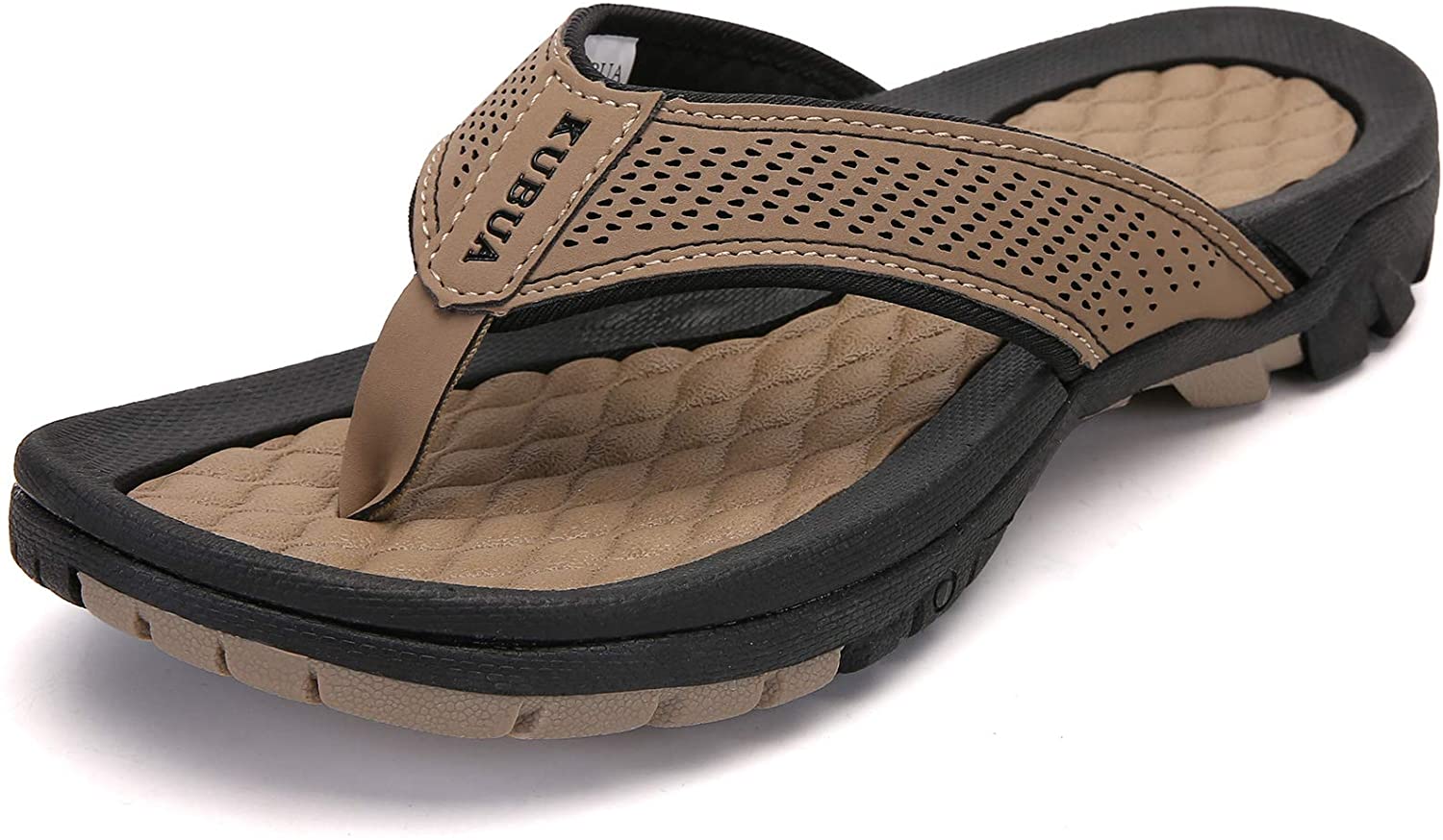 KUBUA Men's Beach Flip-Flops Water Sandals Outdoor Athletic Thong Sandal Slippers 