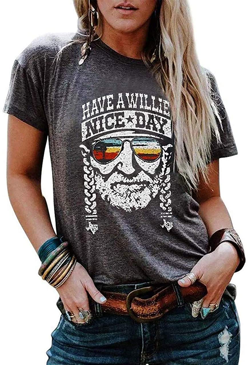 Have a Willie Nice Day T Shirt Willie Nelson Graphic Tees for Women ...