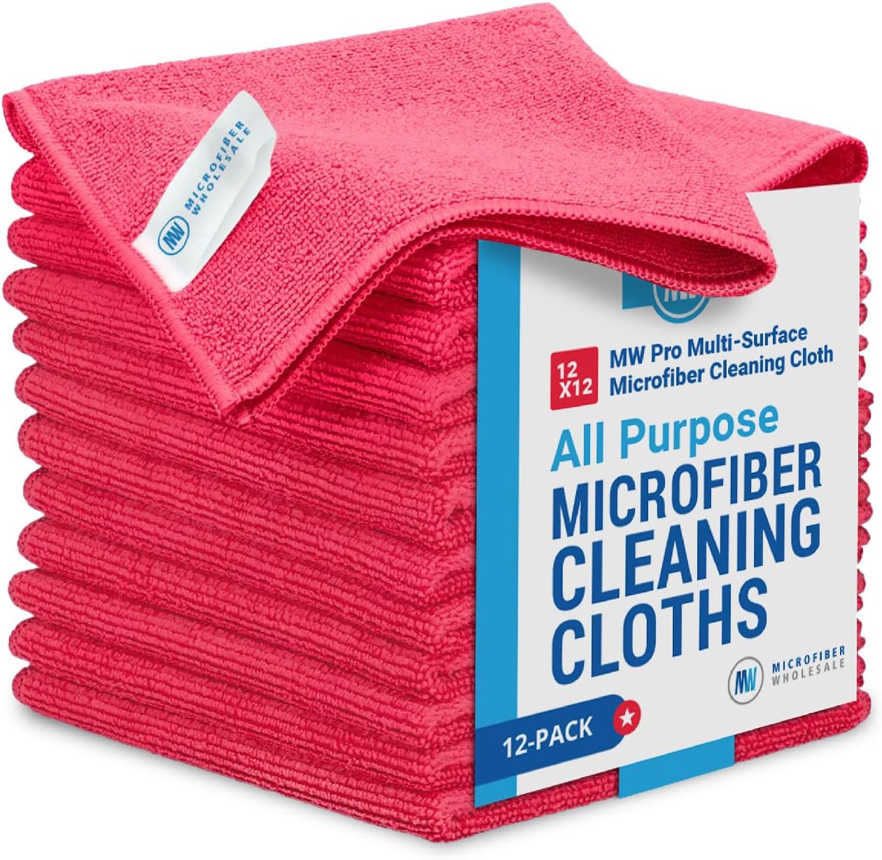 12”x12” MW Pro Multi-Surface Microfiber Cleaning Cloth - Pack of 12 - Blue