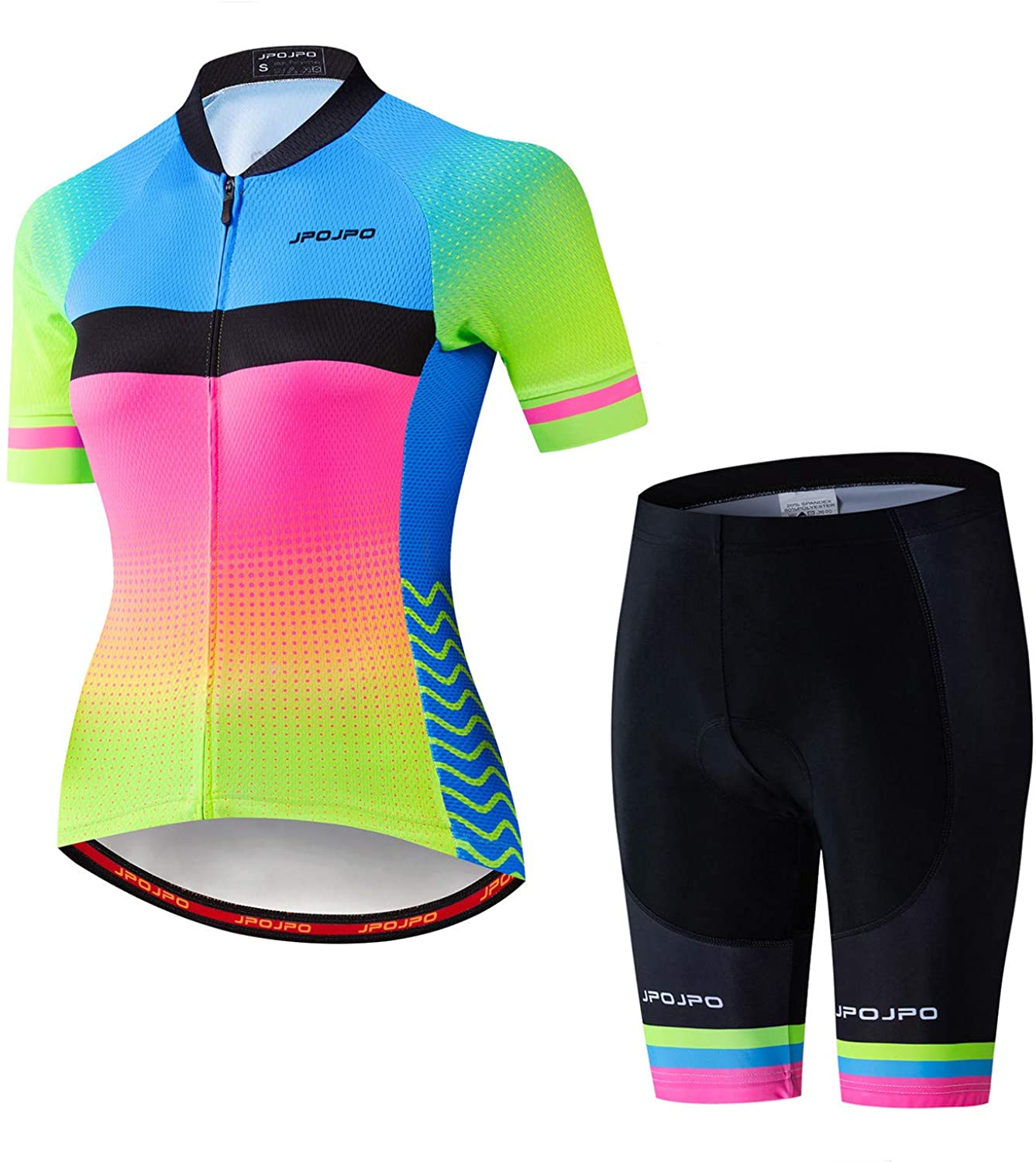 JPOJPO Women's Cycling Jersey Set Long Sleeve Bike Clothing Autumn Winter Reflective+5D Padded Long Pants S-2XL