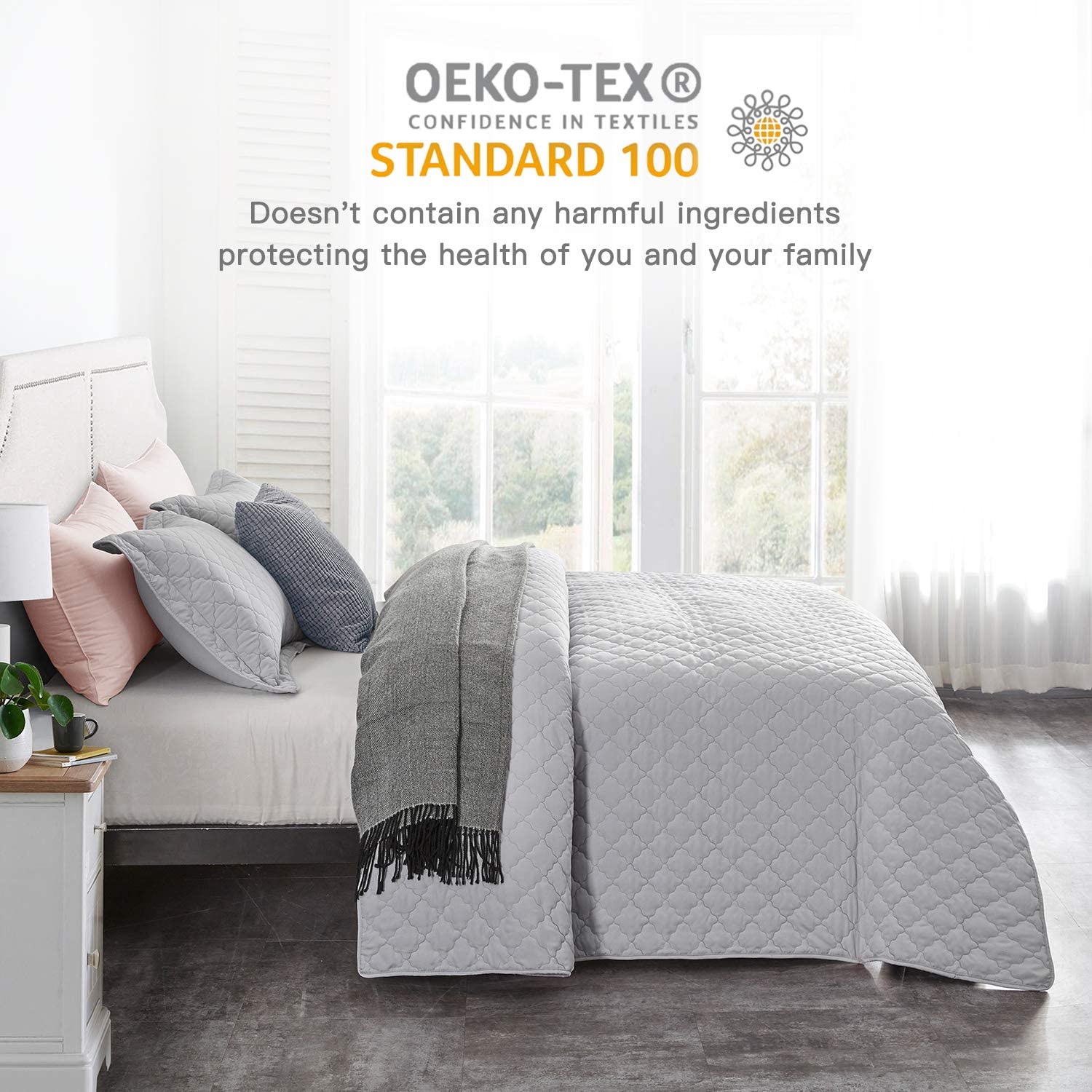 CHIXIN Quilt Set Twin Size Grey - 2 Piece Reversible Bedspread Coverlet Set - Li  eBay