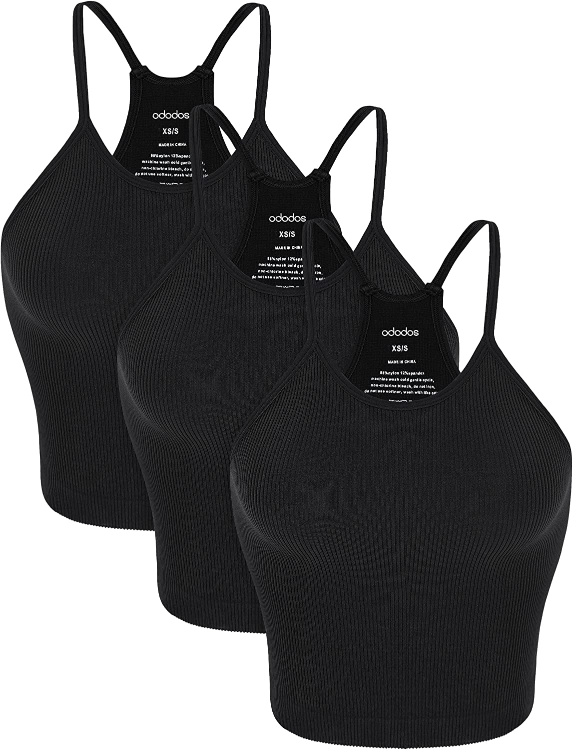 Buy ODODOS 3-Pack Seamless Racerback Crop Tank for Women Ribbed Knit Soft  Crop Tops Online at desertcartKUWAIT