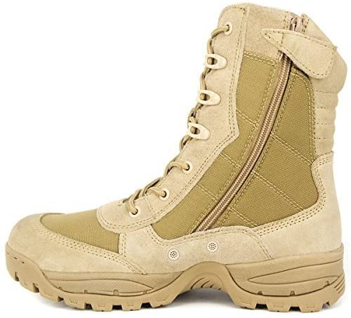 WIDEWAY Mens 8 Military Tactical Boots Outdoor Water Resistant Boots with Zipper
