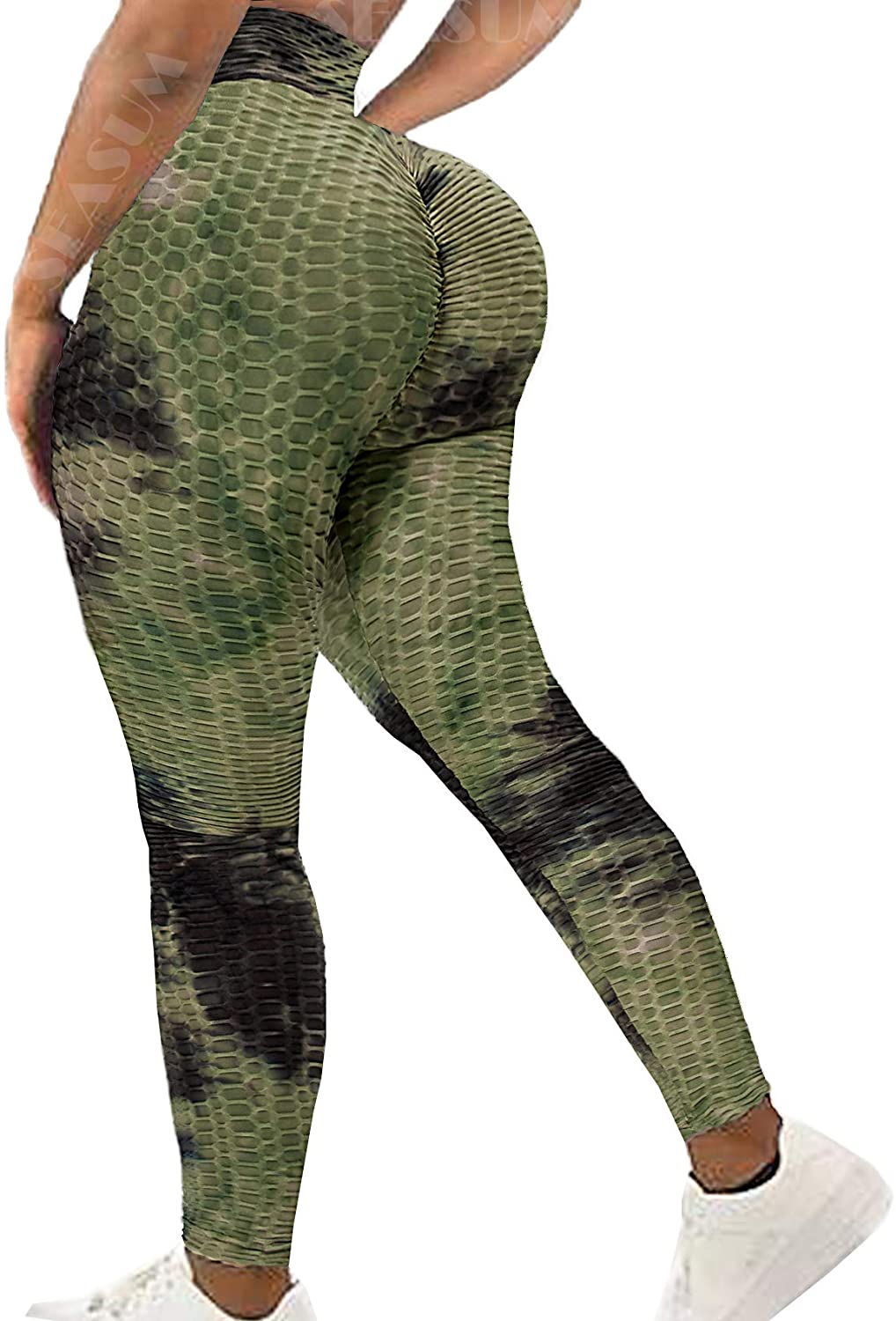 Green on Black Workout Leggings for Women Butt Lift Yoga Pants for Women  High Waisted Leggings for Women