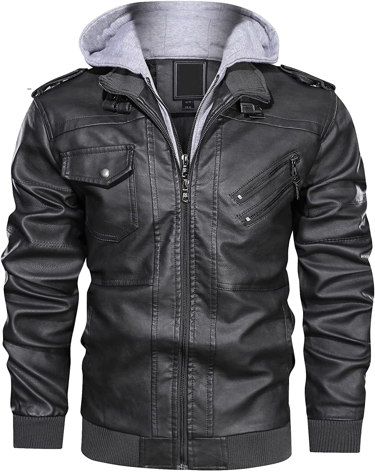 thumbnail 11 - DANAODAI Men&#039;s Faux Leather Jacket Casual PU Jacket Winter Windproof Motorcycle 