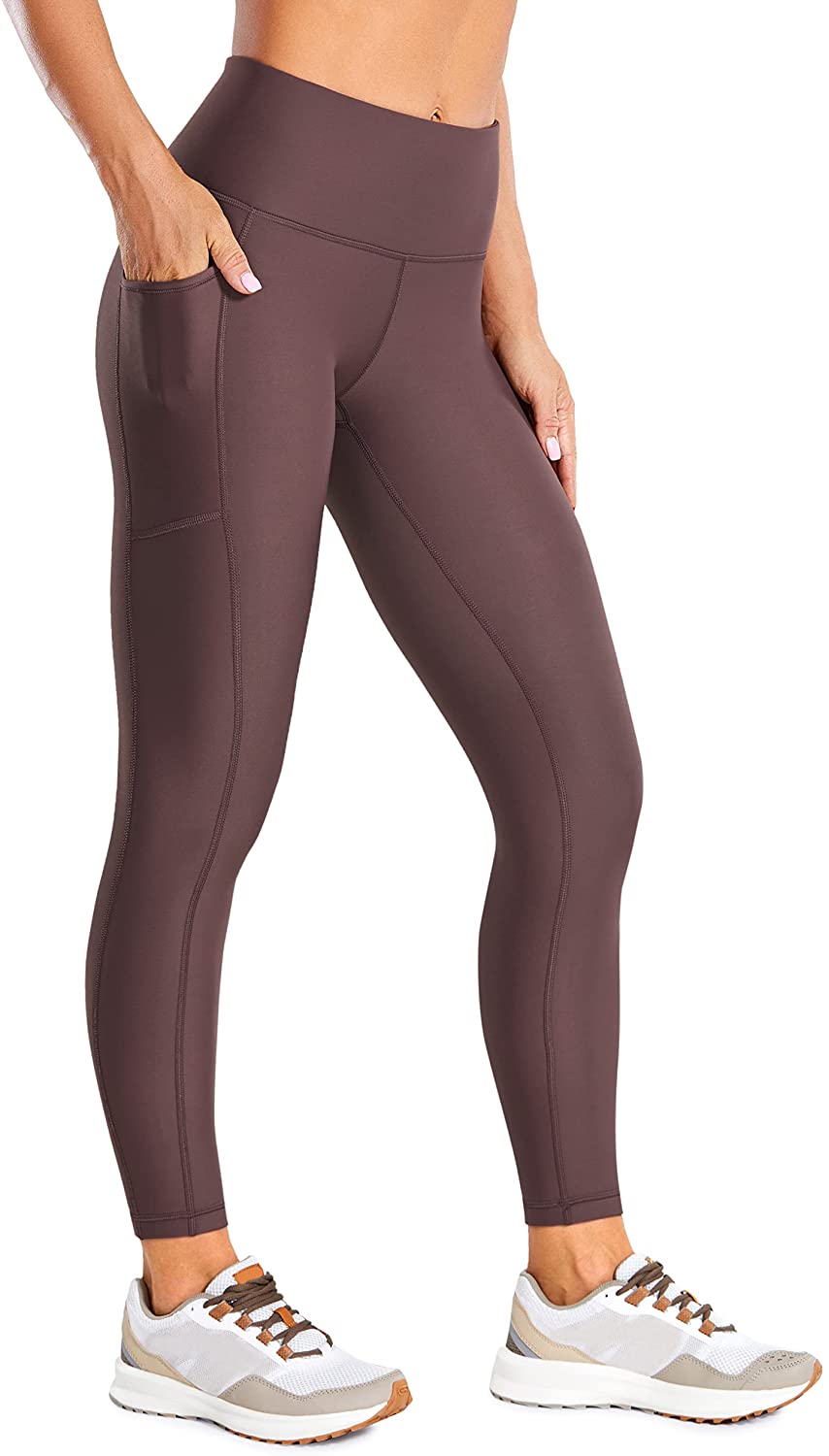 CRZ YOGA Women's Thermal Fleece Lined Leggings 25 Inches - High
