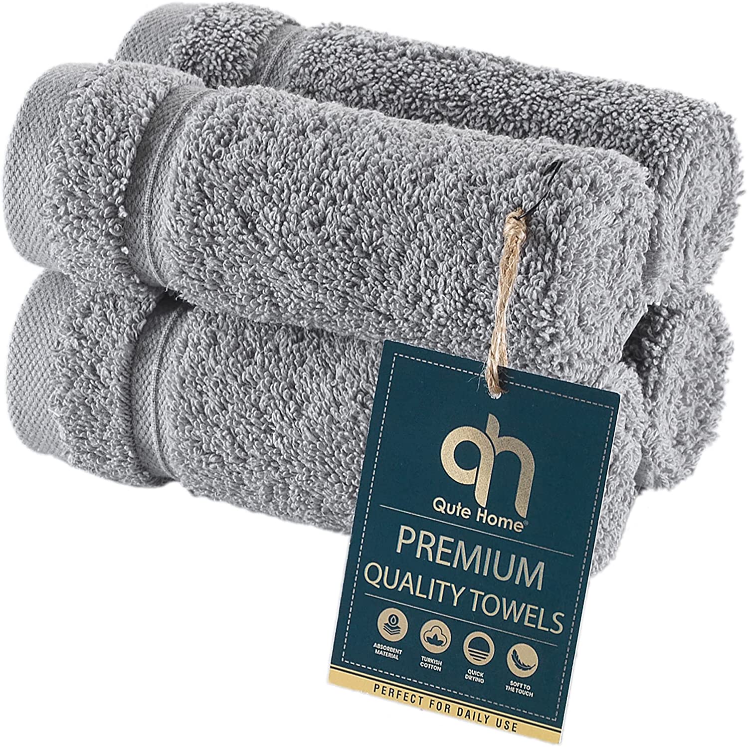  Qute Home 4-Piece Bath Towels Set, 100% Turkish Cotton