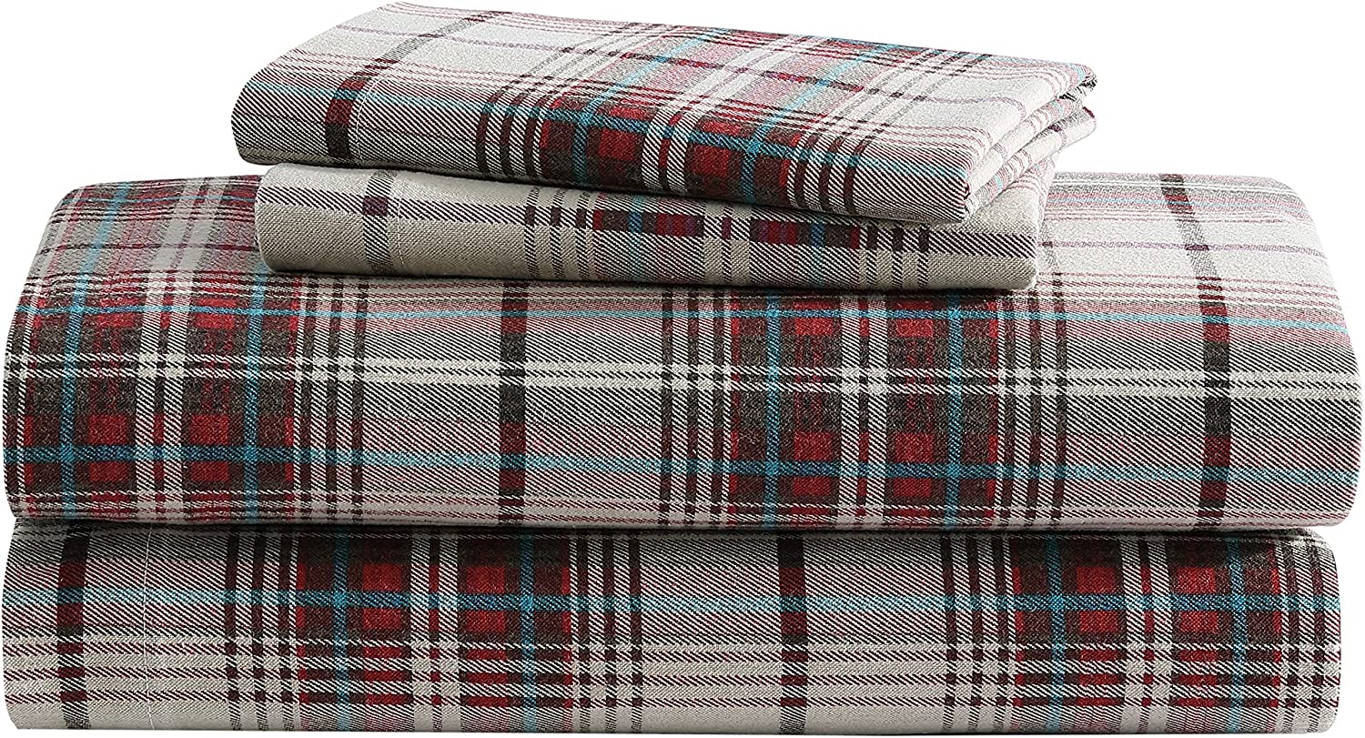 Color:Montlake Plaid:Eddie Bauer - Flannel Collection - Cotton Bedding Sheet Set, Pre-Shrunk & Brushe