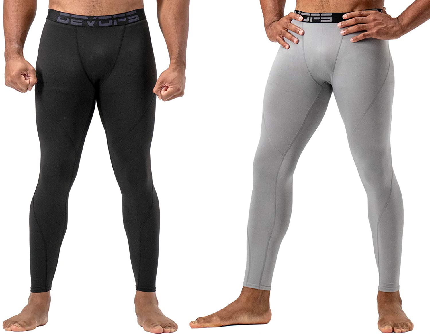 DEVOPS Men's Thermal Compression Pants 2 Pack Athletic Leggings Base Layer Bottoms