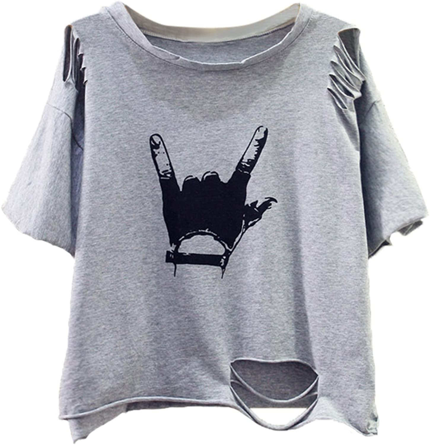 SweatyRocks Women's Short Sleeve Cutout Tee Shirt Distressed Crop Top Pure  Black XS at  Women's Clothing store