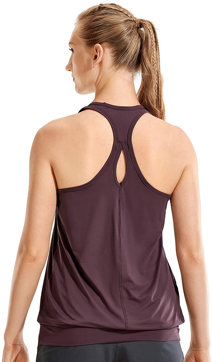 SYROKAN Women's Active Racerback Athletic Sports T-Shirt Long Yoga Crop  Tank Top