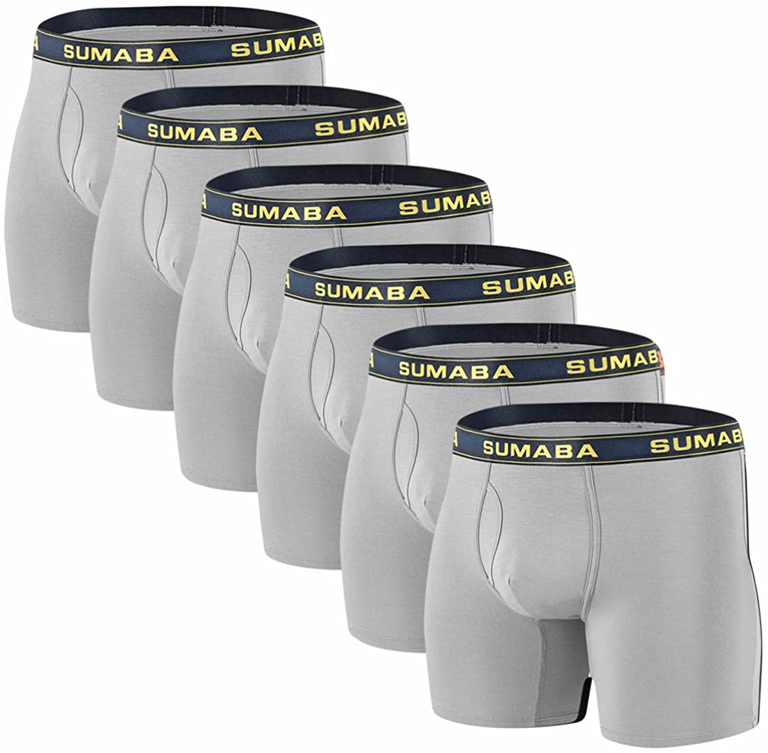 SUMABA Mens Underwear Moisture-Wicking Soft Stretch Comfort Boxer Briefs M L XL 2XL 3XL