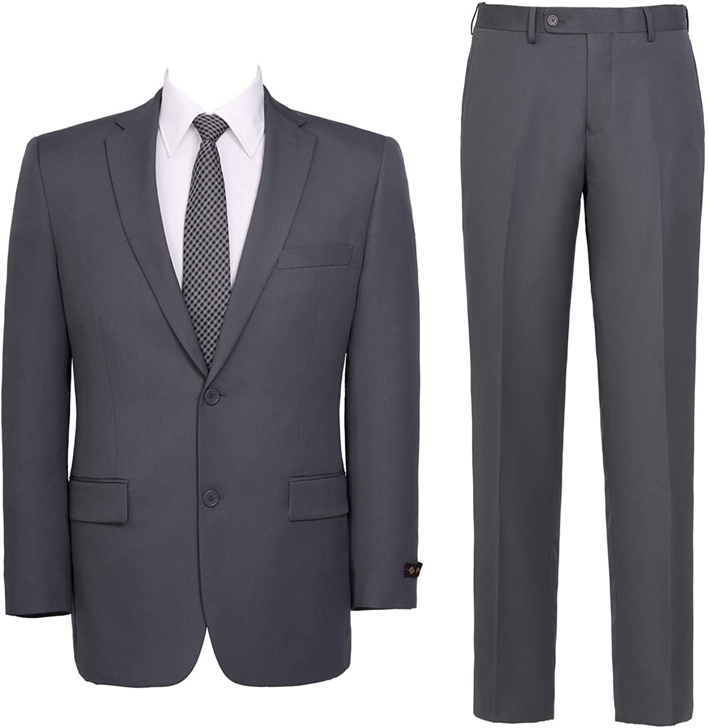 AMY ZHU Men's Suits Regular Fit Big and Tall 2-Piece Business Suit Pants  Set Sin